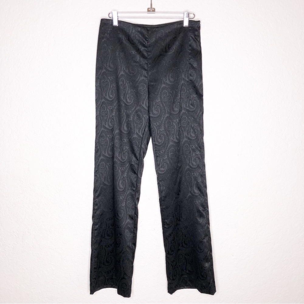 WHBM black floral paisley brocade pants size 4